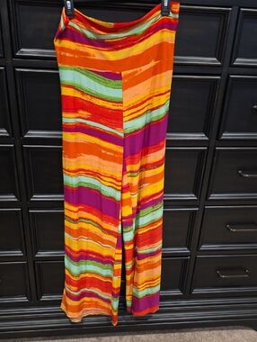 Vibrant Multicolor Striped Maxi Skirt